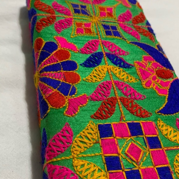 Multicolor Embroidered Zip Around Wallet/Clutch - Picture 9 of 10